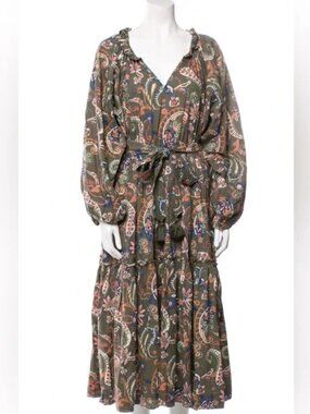 Mille Celeste Resort & Travel Paisley Cotton Midi Dress in Le Marais Size XS